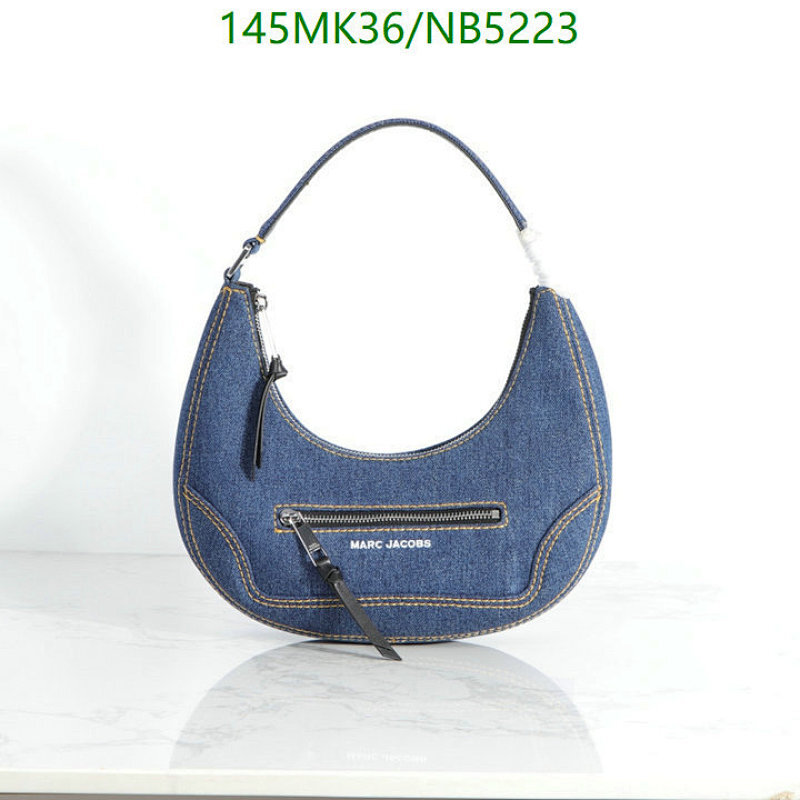 Marc Jacobs Denim Crescent Bag with Leather Trim, 26*14*8CM 3 Marc Jacobs Denim Crescent Bag with Leather Trim, 26*14*8CM