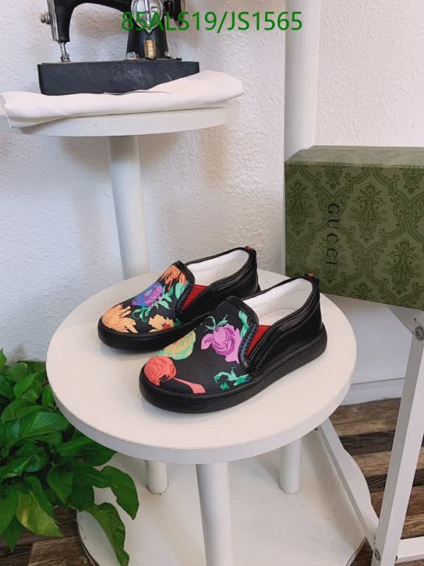 Gucci Kids Floral Print Slip-On Sneakers Black Leather EU23-EU35