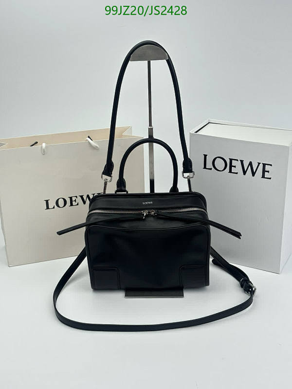 Loewe Black Leather Handbag, 25x19x10.5 cm, Stylish and Functional