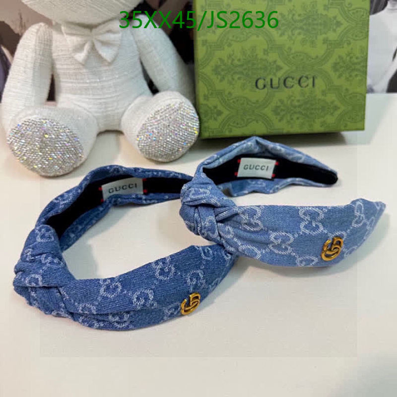Gucci Denim Headband with Golden Logo, Designer Hair Band, Women's Fashion