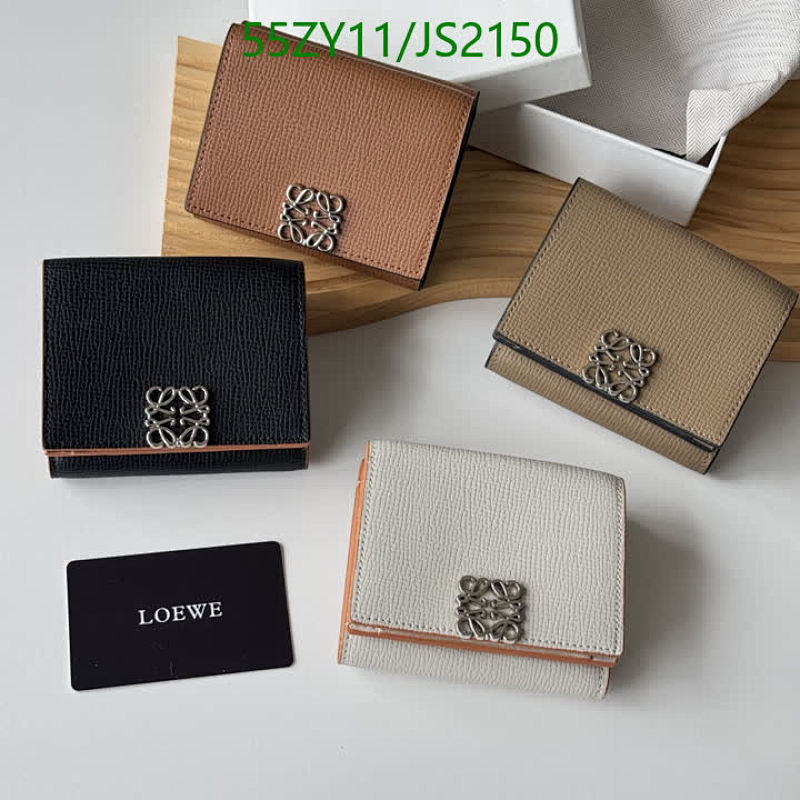 Loewe Compact Wallet in Grained Calfskin Leather with Anagram Clasp