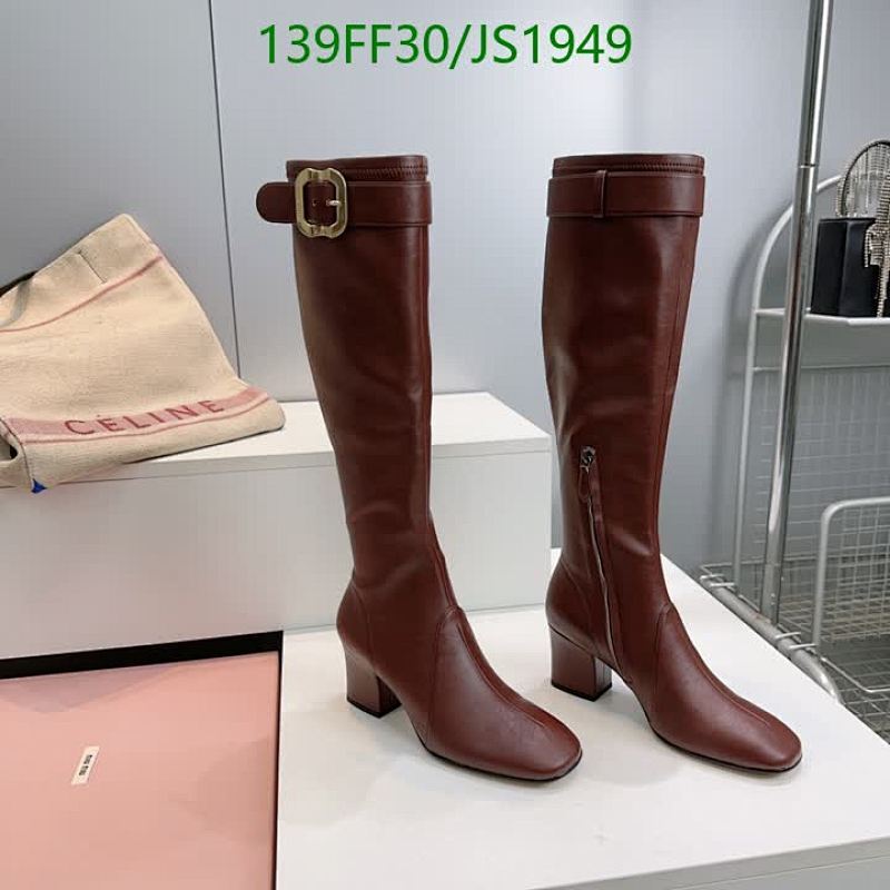 Miu Miu Women's Knee High Sheepskin Boots with Buckle Detail - EU35-40