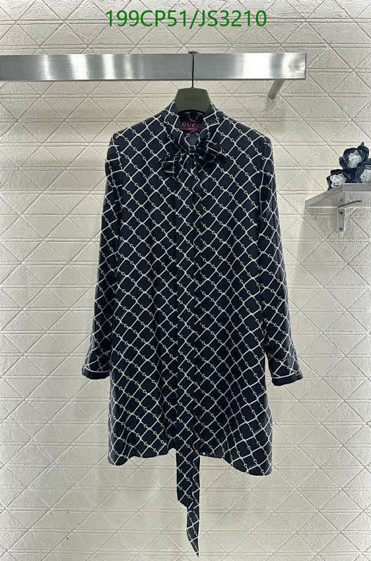 Gucci Silk Dress - Elegant Tie Neck, Long Sleeve, All-Over Print, JS3210