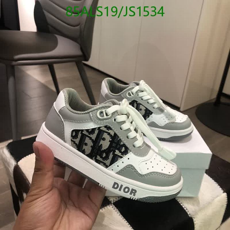 Dior Kids Sneakers Gray and White Oblique Canvas Lace-Up Shoes Size EU26-35