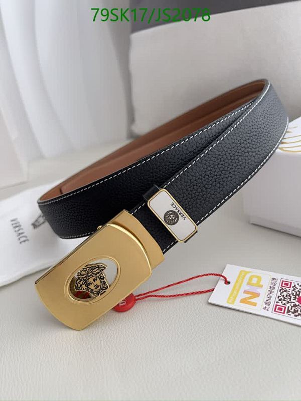 Versace Men's Black Cowhide Leather Belt with Gold Medusa Buckle, 3.5cm Width