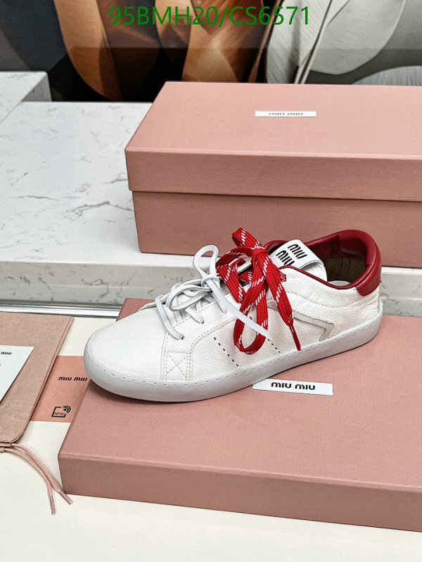 Miu Miu Women's White Leather Sneakers with Red Accents - Size EU35-41
