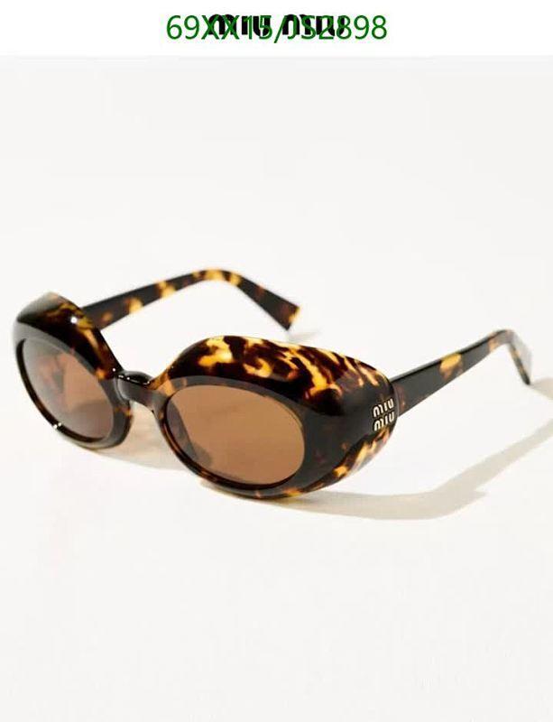 Miu Miu JS2898 Oval Havana Sunglasses, 52-21-135, Stylish and Protective