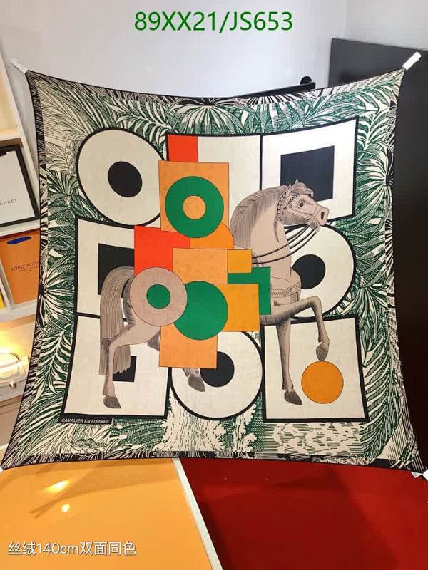 Hermes Scarf Silk Cashmere 140cm Horse Print Green, White & Orange 6 Hermes Scarf Silk Cashmere 140cm Horse Print Green, White & Orange