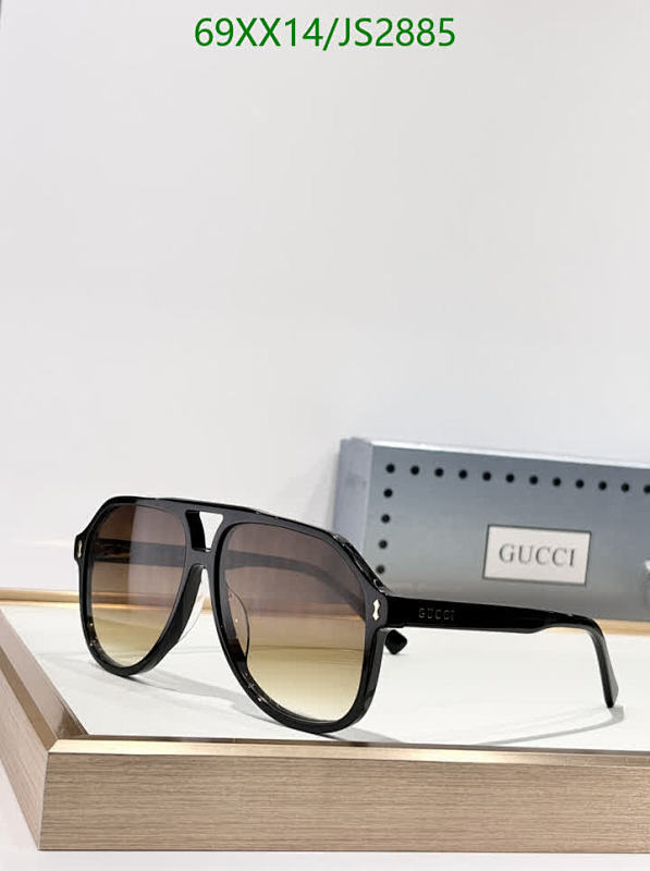Gucci Pilot Sunglasses, Black Frame with Brown Gradient Lenses, Size 58-14-145