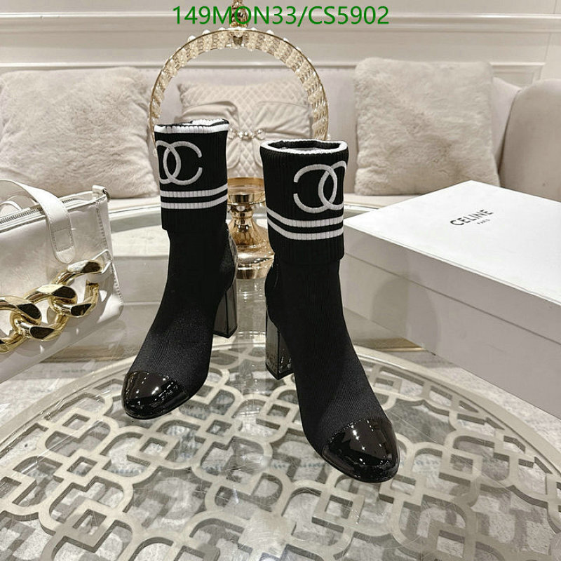 Chanel Inspired Black Patent Leather & Sheepskin Women's Block Heel Boots 5 Chanel Women's Black Sock Boots with Patent Leather Toe Cap - EU34-41