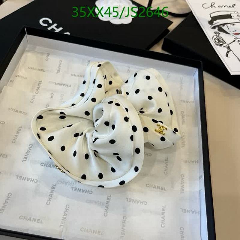 Chanel Polka Dot Silk Hair Scrunchie White/Black, Elegant Hair Accessory