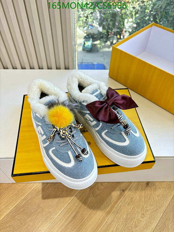 Fendi Women's Denim & Wool Sneakers With Bow and Fur Pompom Accents EU35-41