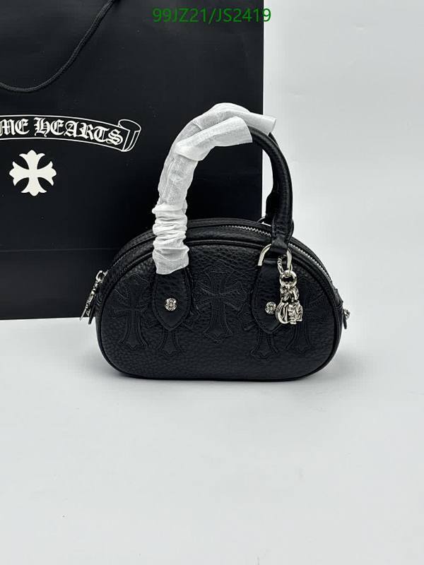 Chrome Hearts Genuine Leather Mini Handbag, 20*13CM, Black Purse