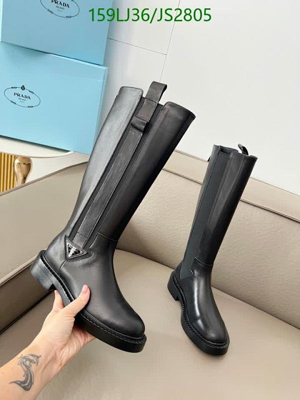 Prada Women's Black Leather Knee High Boots - EU35-41