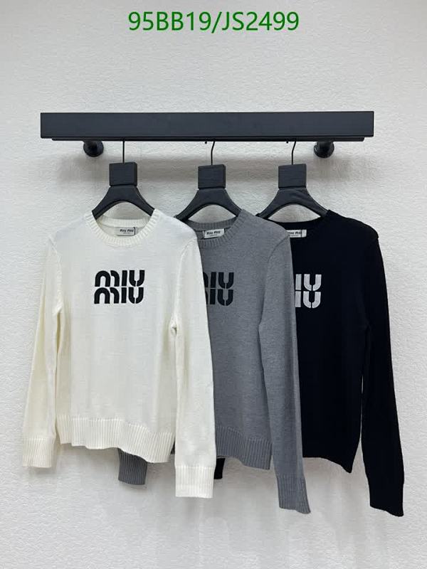 Miu Miu Women's Wool Sweater with Logo, Crew Neck, Long Sleeve