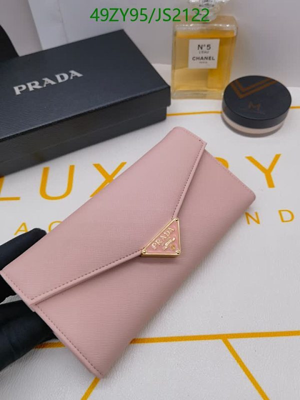 Prada Pink Saffiano Leather Flap Wallet with Gold-Tone Hardware
