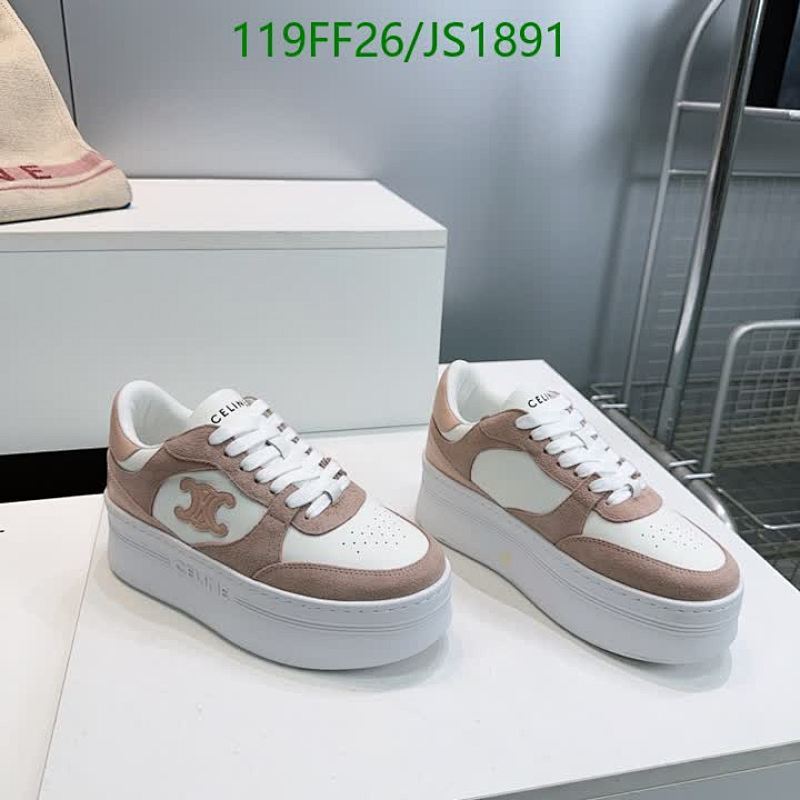 Celine Women's White and Brown Cowhide Platform Sneakers - EU35-40