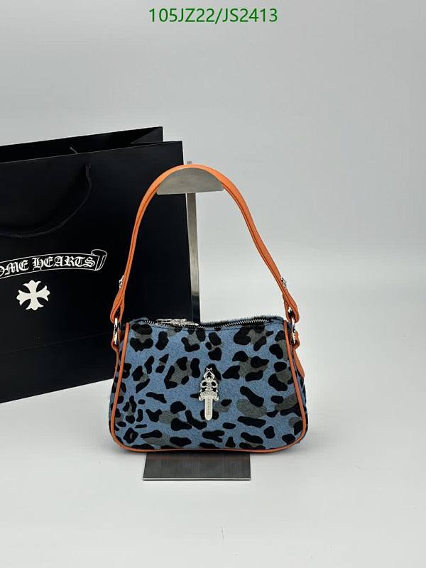 Chrome Hearts Handbag, Genuine Leather & Horsehair, Blue/Black Leopard Print
