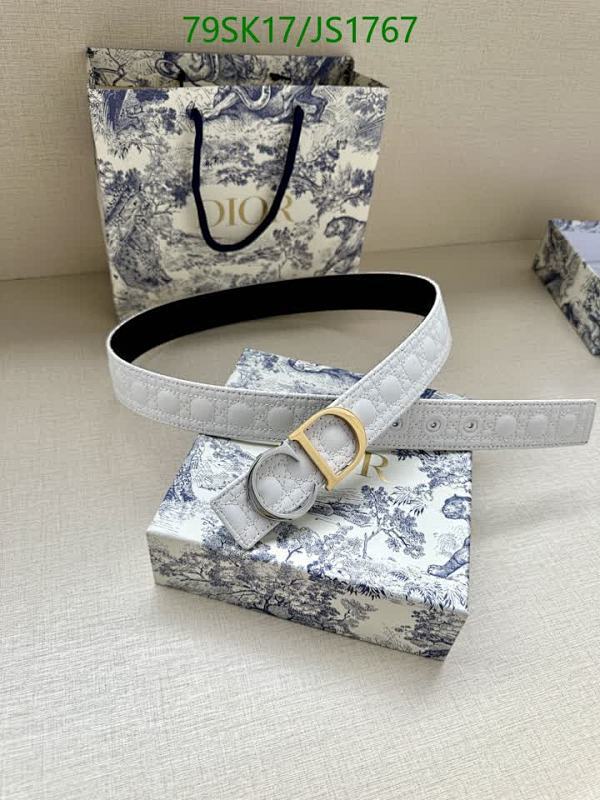 Dior Belt White Cowhide Leather with CD Buckle, 3.5cm Width, JS1767