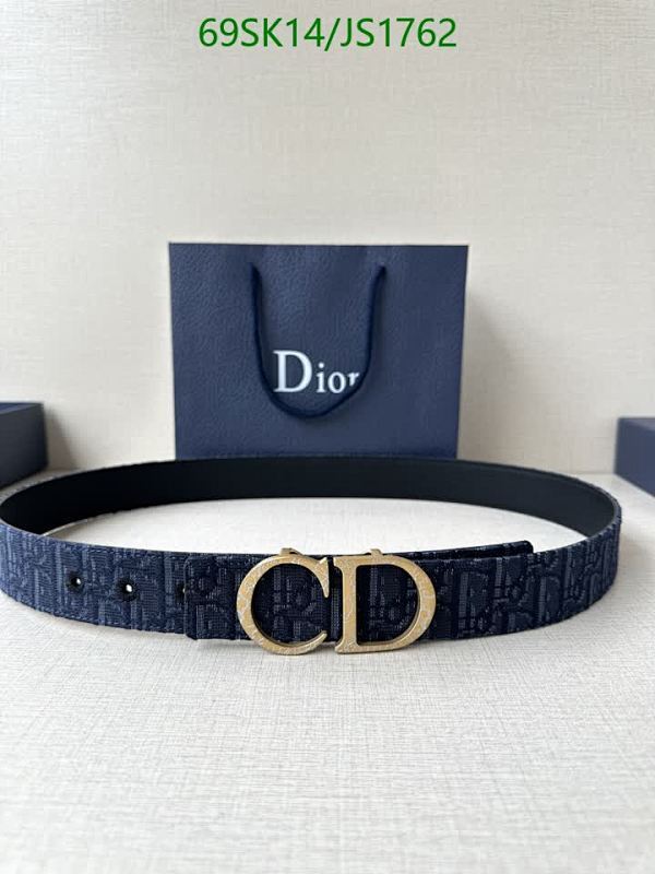 Dior Belt with Iconic CD Buckle, Blue Patterned Cowhide Leather, JS1762