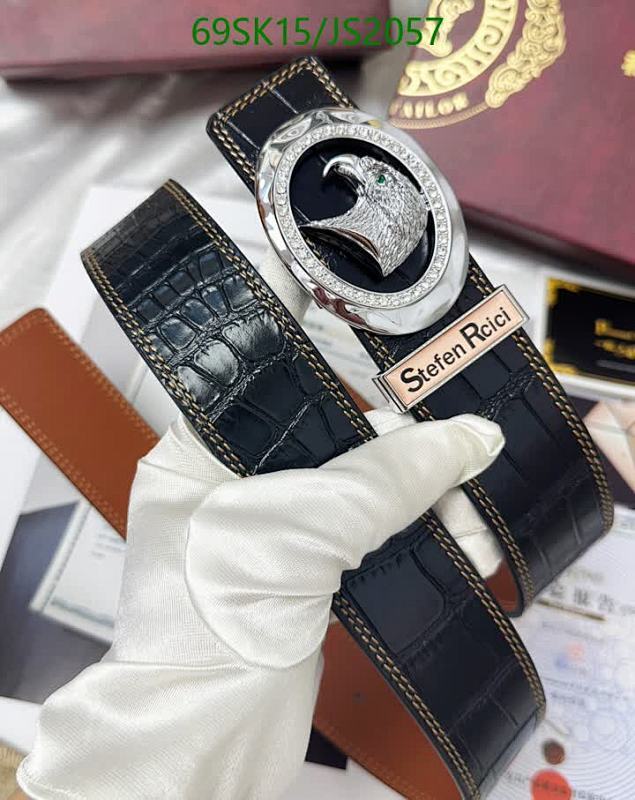 Stefen Rcici Leather Belt with Eagle Buckle, JS2057, Cowhide, 4.0cm Width