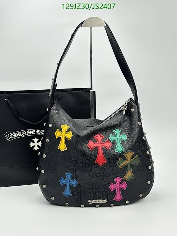Chrome Hearts Genuine Leather Handbag with Colorful Cross Patches, 35CM