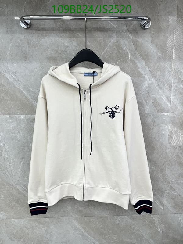 Prada Cotton Full Zip-Up Hoodie Jacket, Casual Long Sleeve Sweatshirt