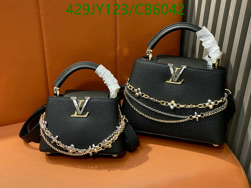 Louis Vuitton Black Leather Handbag with Chain Detail - Model 27035