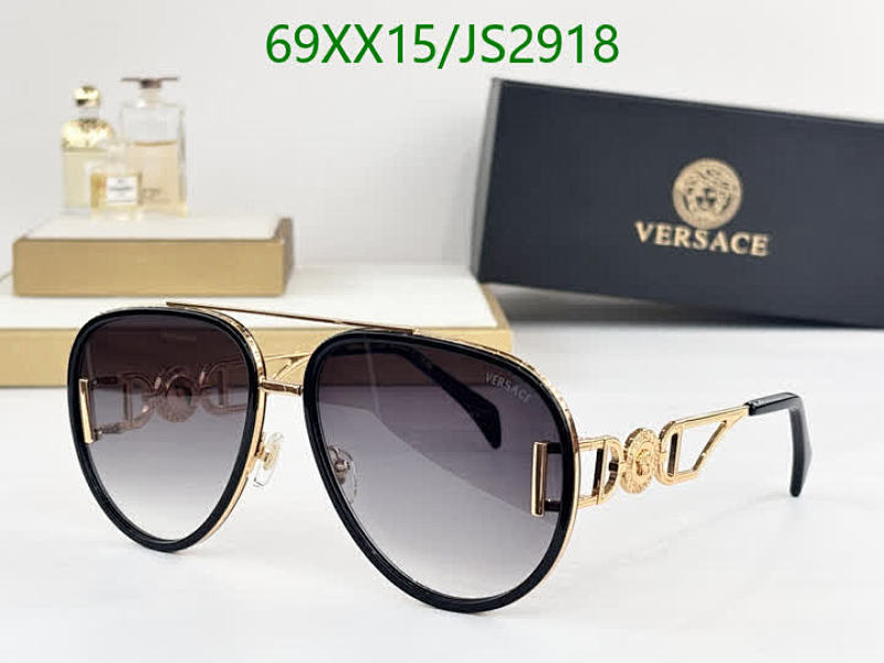 Versace Women's Pilot Sunglasses, Black Frame with Gold Details, JS2918