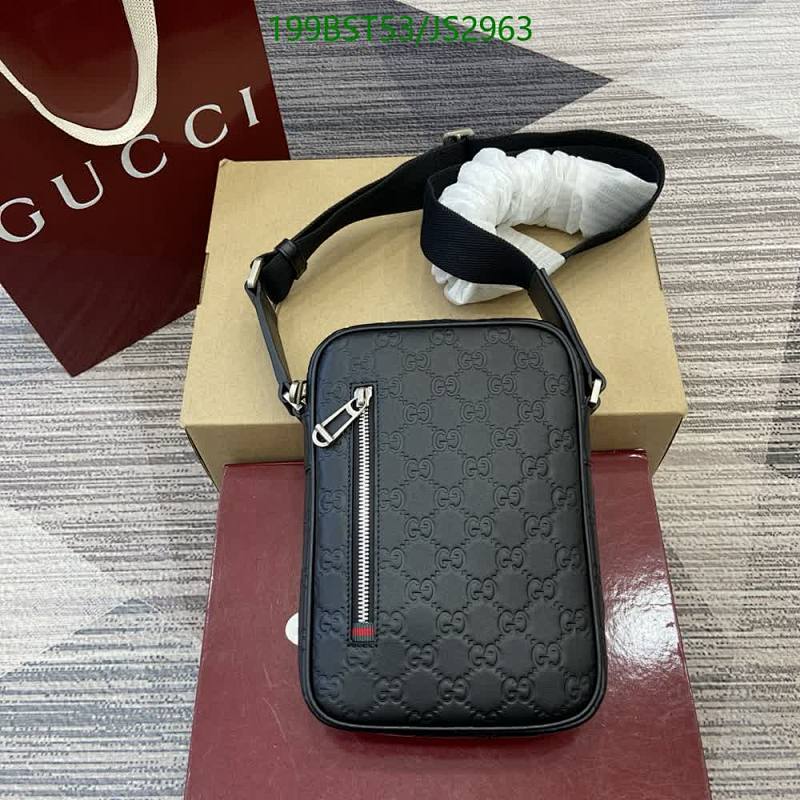 Gucci Messenger Bag in Black GG Embossed Leather, 23*16*5CM