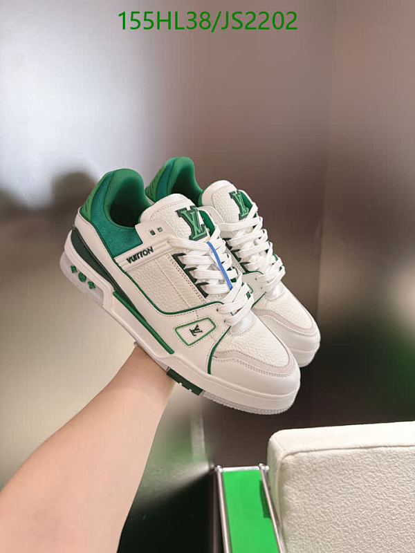 Louis Vuitton Men's White & Green Leather Low-Top Sneakers Size EU40-45