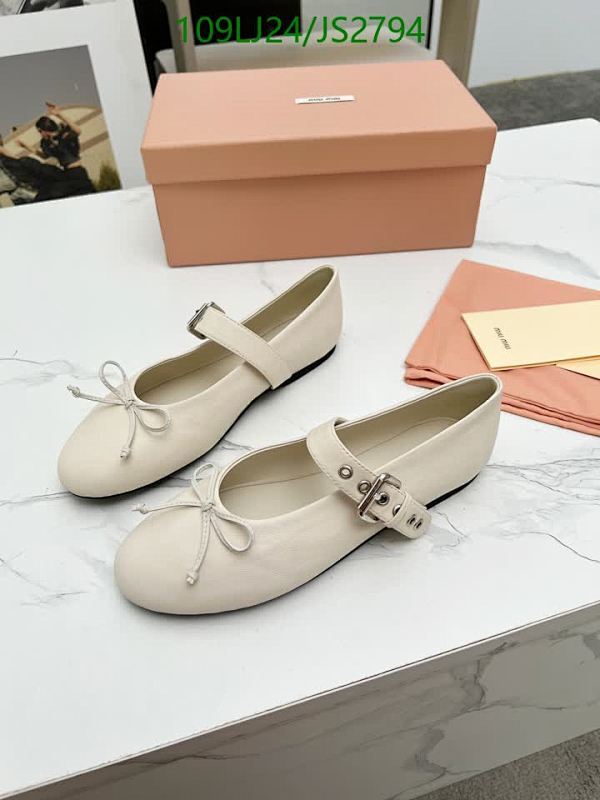 Miu Miu Women's Sheepskin Mary Jane Ballet Flats with Bow Detail