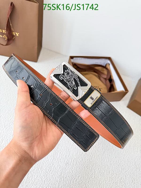 Burberry Belt for Men, Cowhide Leather, Horseferry Buckle, Width 3.8cm, Black