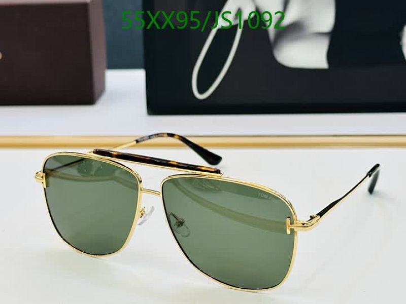 Tom Ford JS1092 Sunglasses - Gold Frame, Green Lenses, Aviator Style