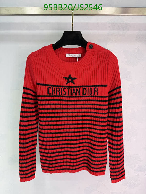 Christian Dior Women's Wool Blend Striped Knit Sweater - Red and Black