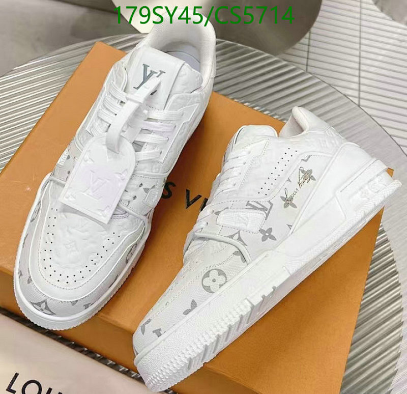 Louis Vuitton Men's White Leather Low-Top Sneakers with Monogram CS5714 7 Louis Vuitton Men's White Leather Low-Top Sneakers with Monogram CS5714