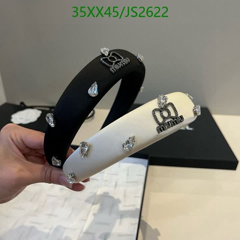 Miu Miu Headband Padded Embellished with Crystals - Black and White