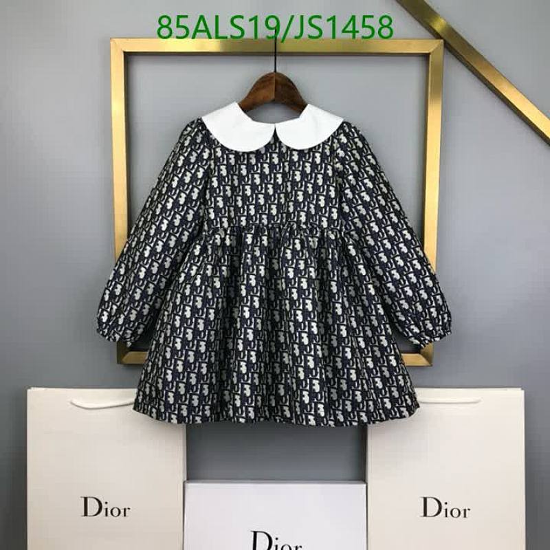 Dior Kids Dress with Oblique Print and Contrast Peter Pan Collar (Sizes 90-160)