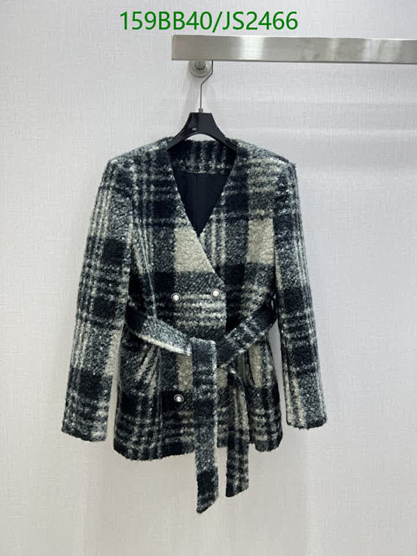 Chanell Plaid Wool-Blend Belted Jacket, Double-Breasted Coat for Women