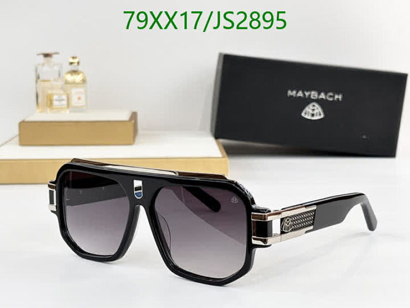 Maybach JS2895 Black Square Sunglasses with Gray Gradient Lenses - Size 56-13-142