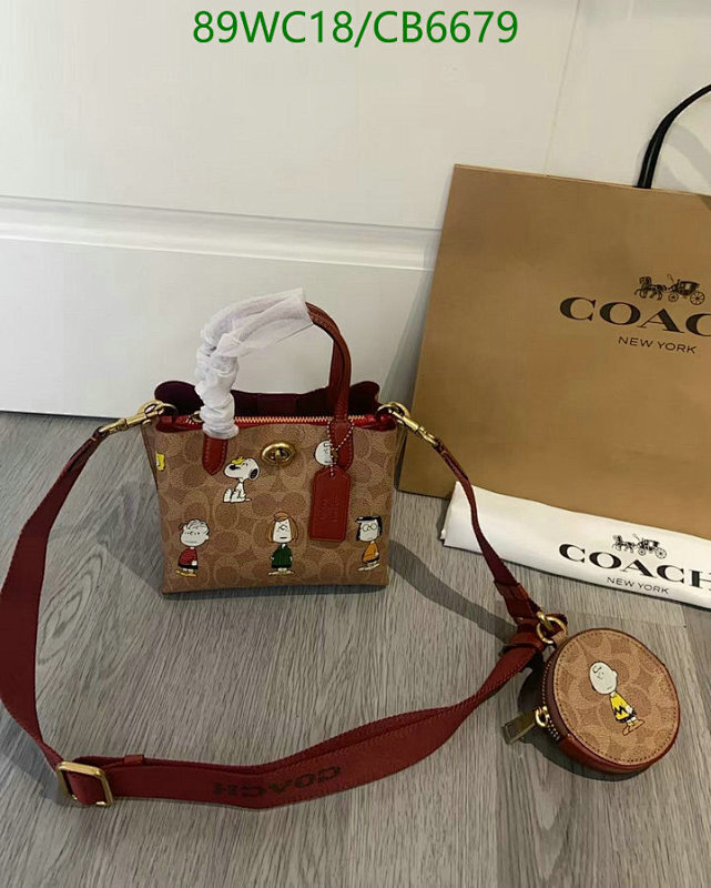 Coach CBF14 251226 Brown Coated Canvas Snoopy Print Mini Top Handle Satchel