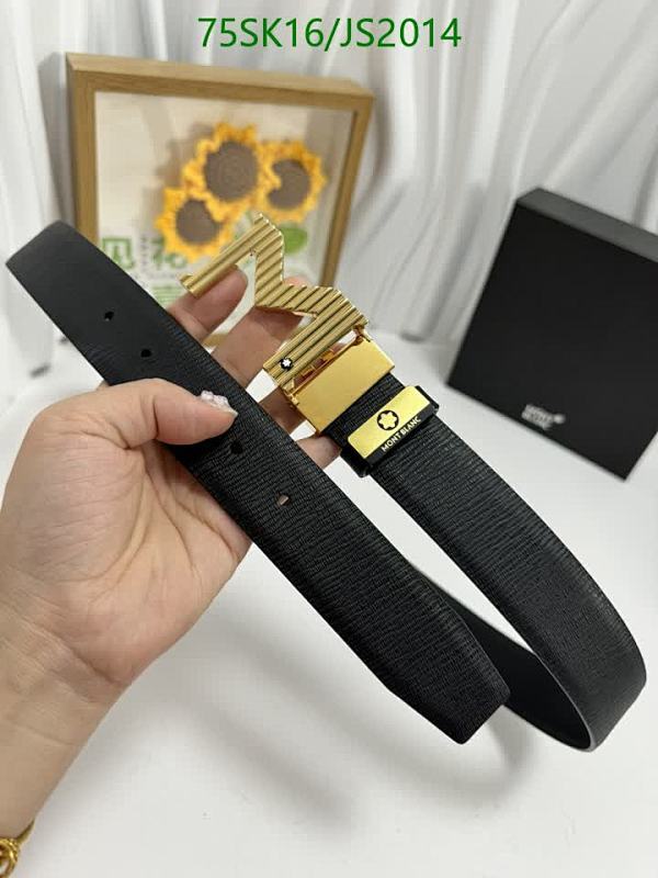Montblanc Belt in Black Cowhide Leather with Unique Gold-Tone Buckle