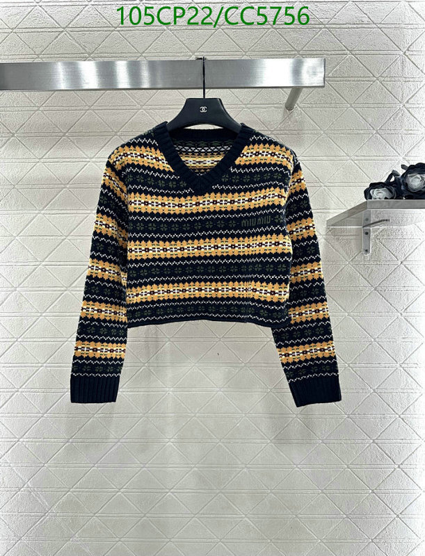 Miu Miu Women's Cropped V-Neck Knit Sweater - Striped Pattern, Long Sleeve