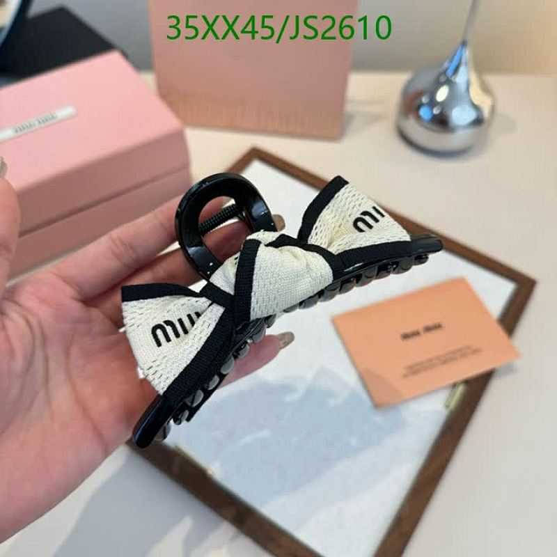 Miu Miu Bow-Embellished Hair Clip JS2610, Black/White, Stylish Hair Accessories