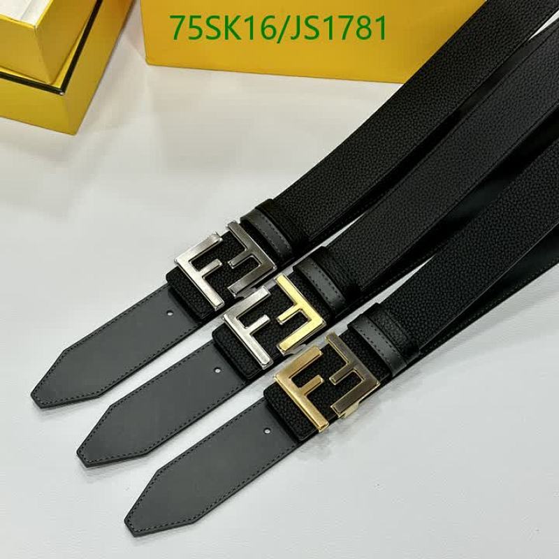 Fendi Belt for Men, Leather Belt with FF Logo Buckle, Width 4.0 cm