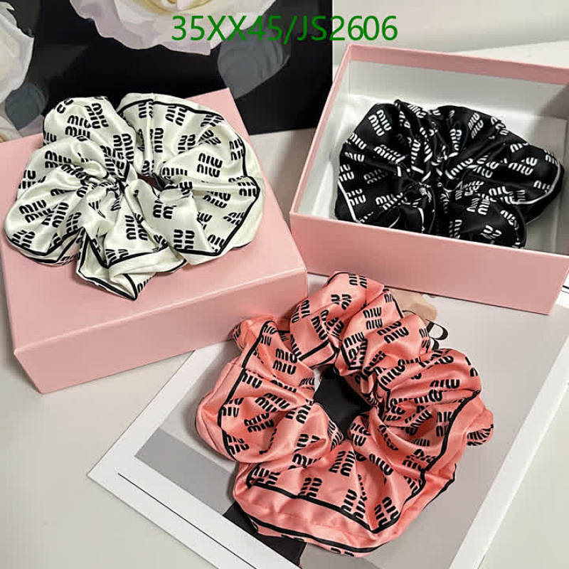 Miu Miu Printed Silk Scrunchies Set of 3 Hair Accessories JS2606