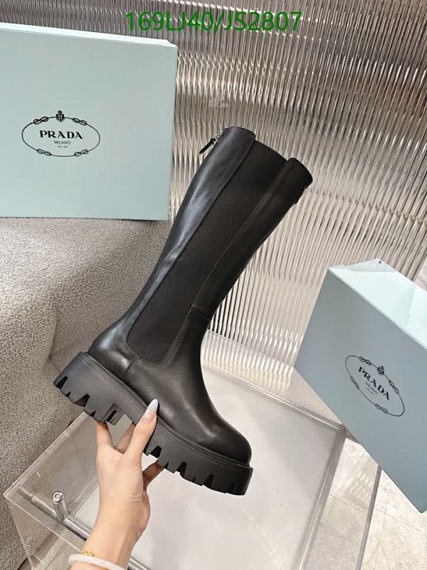 Prada Women's Black Leather Knee-High Platform Boots - EU Sizes 35-41