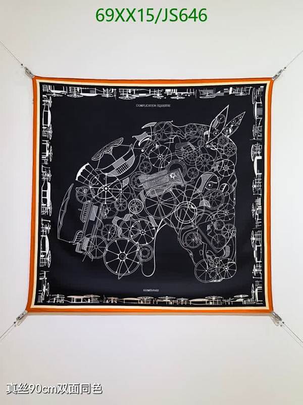 Hermes Silk Scarf, 90x90cm - 'Complication Equine' Design, Black & Orange 3 Hermes Silk Scarf, 90x90cm - 'Complication Equine' Design, Black & Orange