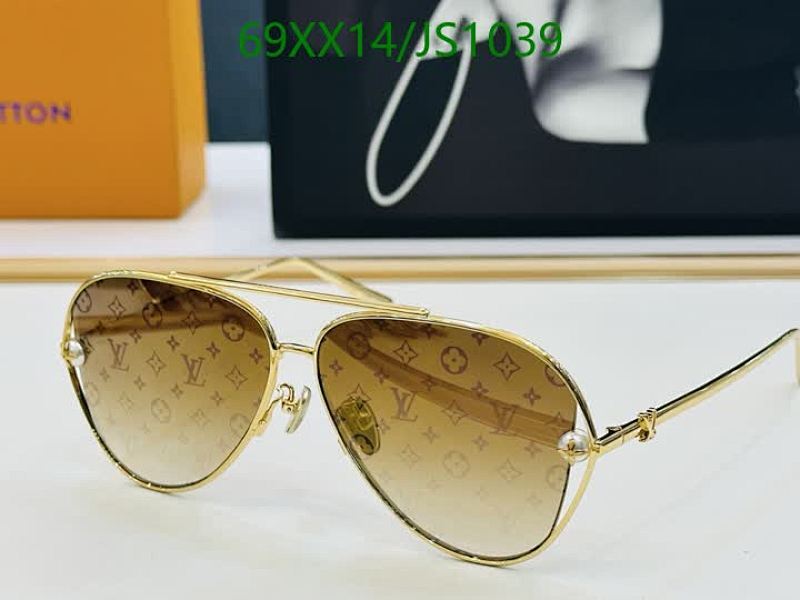 Louis Vuitton JS1039 Aviator Sunglasses Gold Frame with Monogram Lens