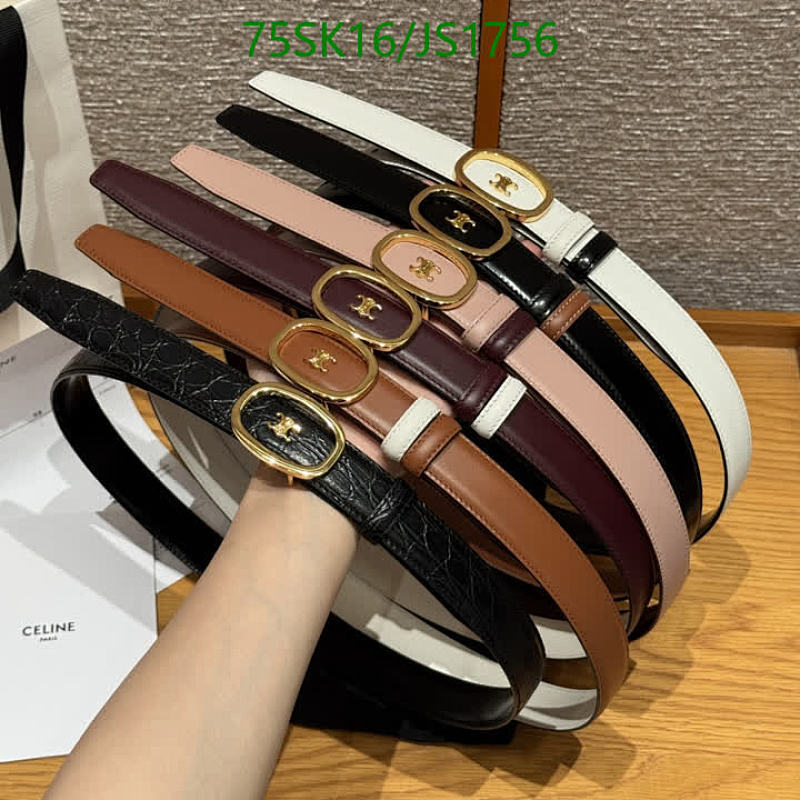 Celine JS1756 Cowhide Belt With Buckle, 2.5cm Width, Length 95-120cm